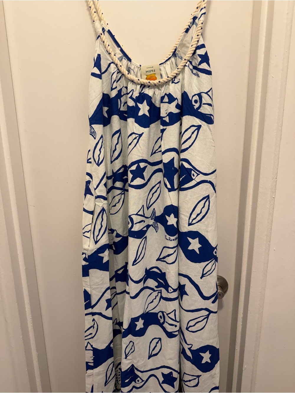 Familiar blue & white printed dress by Farm Rio - Picture 5 of 6